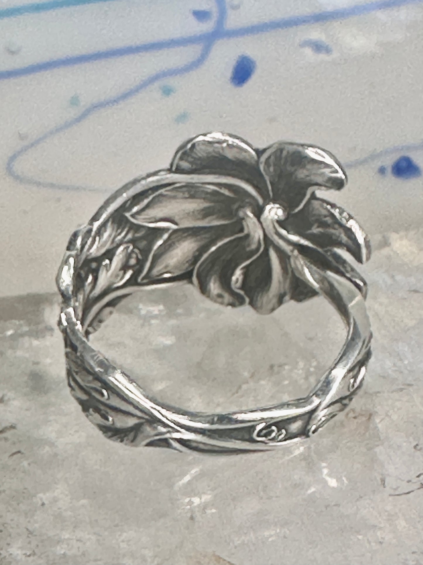 Lily spoon ring floral band size 11 sterling silver women men