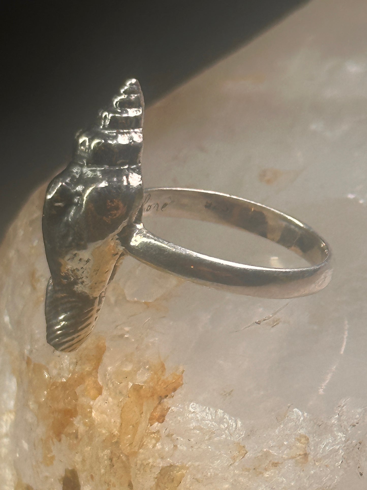 Shell ring sign Washed Ashore band snail size 7 sterling silver women a
