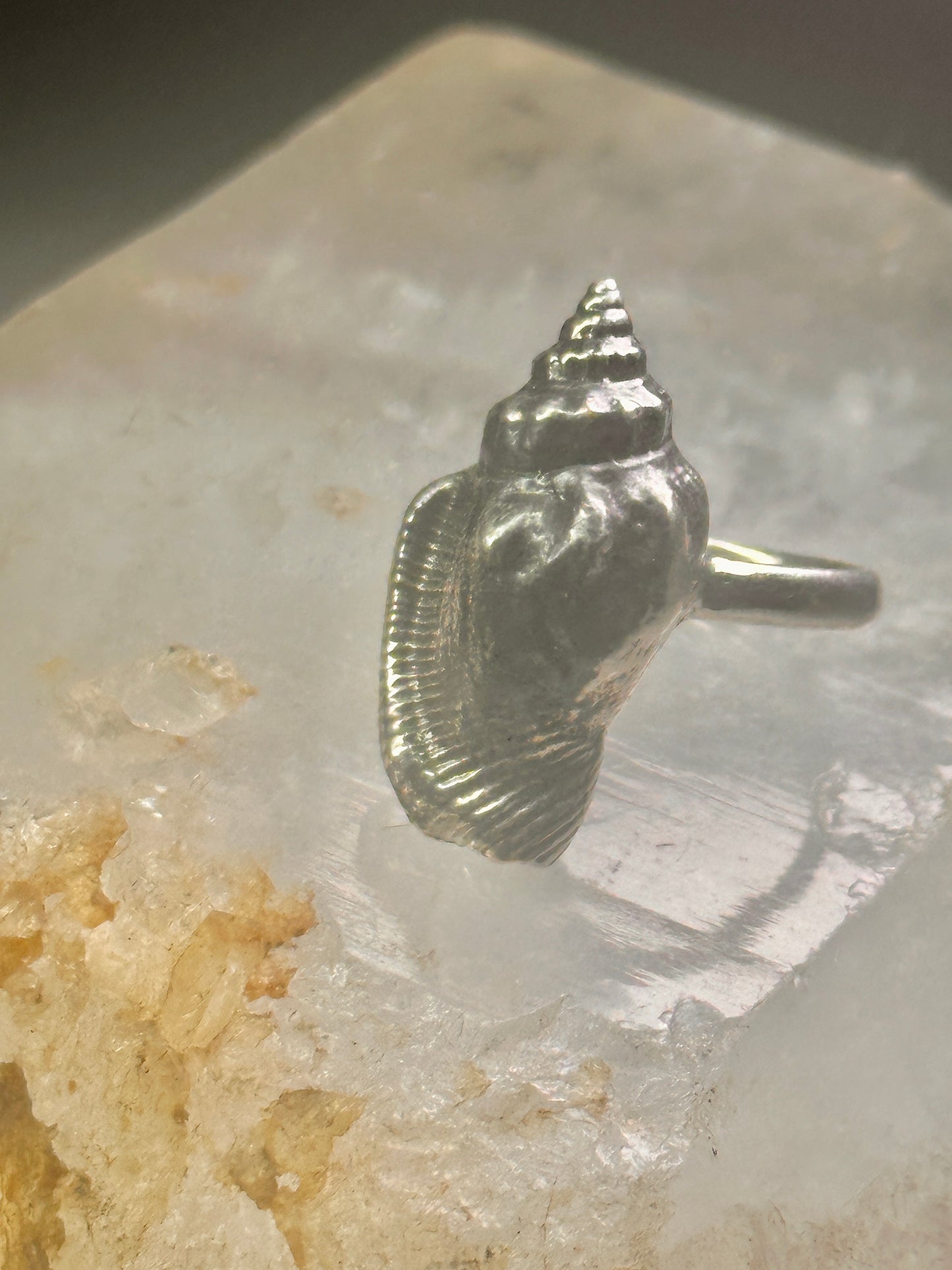 Shell ring sign Washed Ashore band snail size 7 sterling silver women a