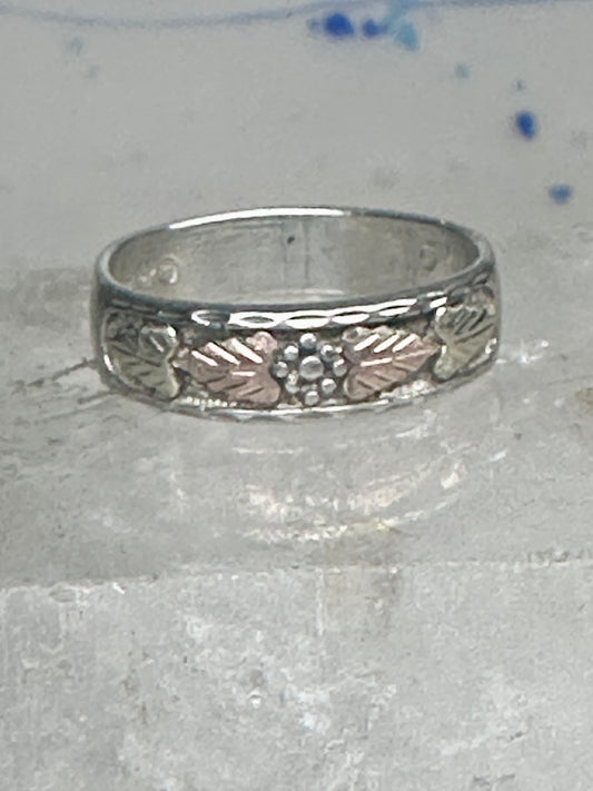 Black Hills Gold ring leaves wedding band size 12 sterling silver women men