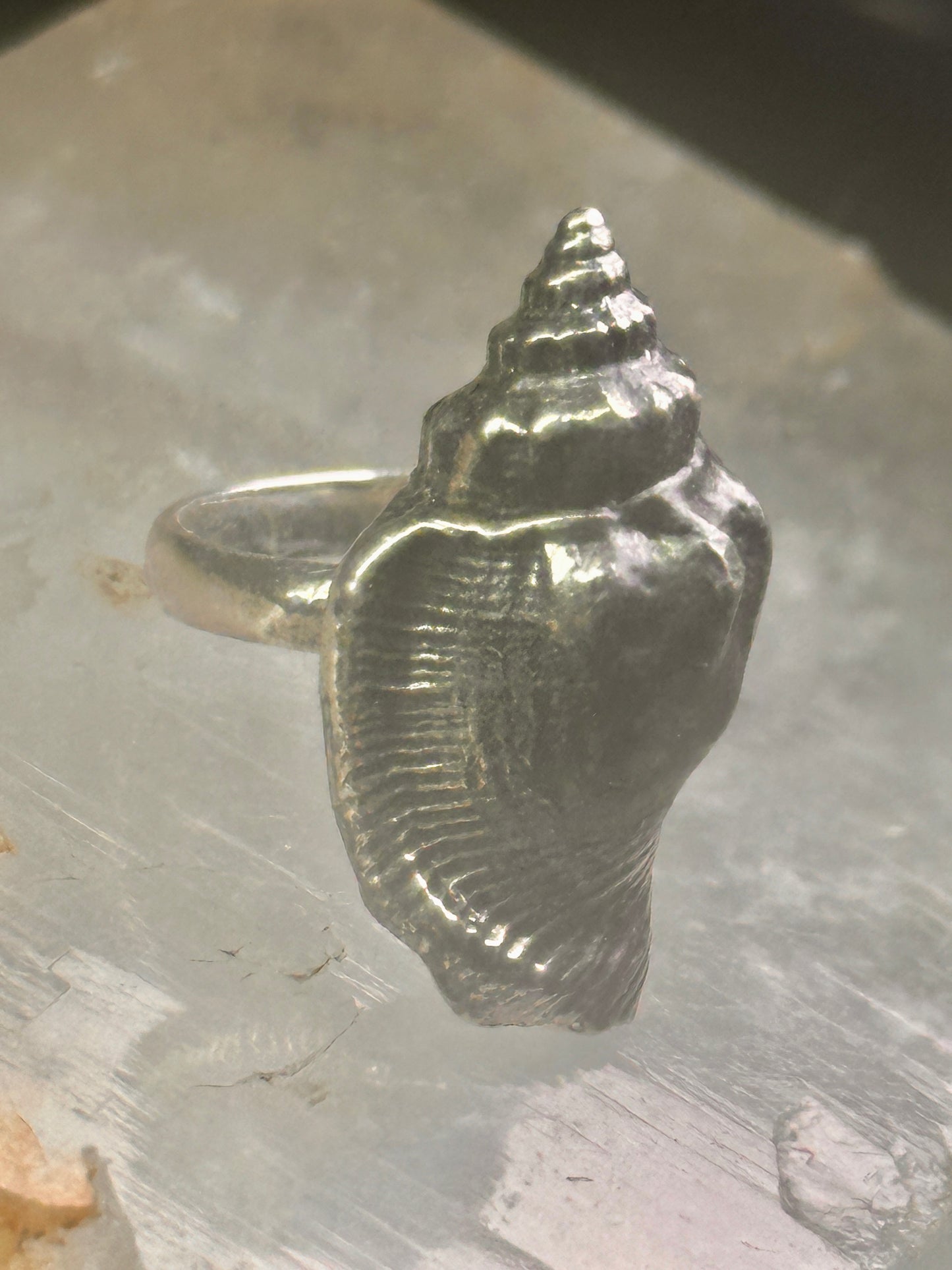 Shell ring sign Washed Ashore band snail size 7 sterling silver women a