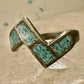 Zig Zag ring southwest turquoise chips size 7 sterling silver women&nbsp;