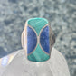 Vintage Malachite Blue Lapis Ring J Comes Taxco Mexico size 8.7 Sterling silver women men