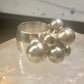 Bead Cluster ring moving Heavy balls cha cha wide band size 7.50 sterling silver women 1970's