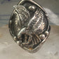 Eagle ring Navajo size 15 sterling silver women men signed LF