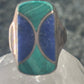 Vintage Malachite Blue Lapis Ring J Comes Taxco Mexico size 8.7 Sterling silver women men