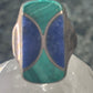 Vintage Malachite Blue Lapis Ring J Comes Taxco Mexico size 8.7 Sterling silver women men