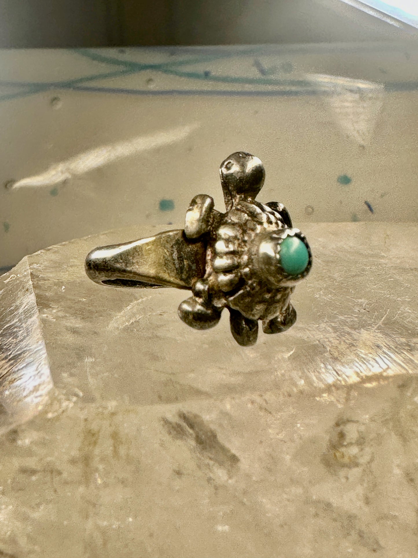 Turtle ring southwest turquoise Navajo size 5.75 sterling silver women girls
