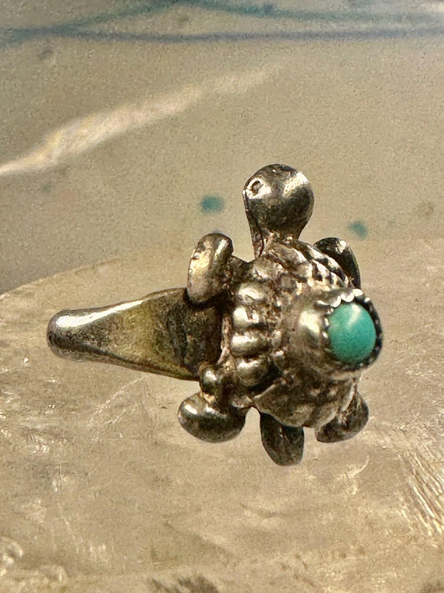 Turtle ring southwest turquoise Navajo size 5.75 sterling silver women girls