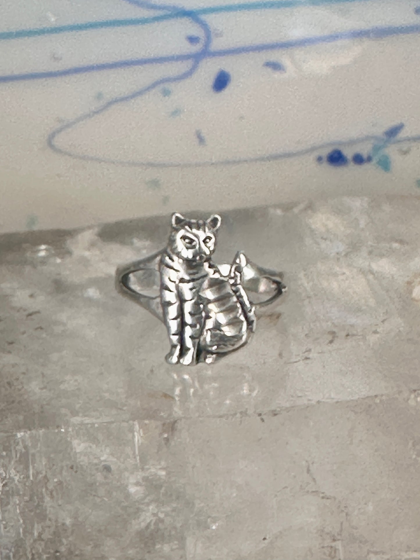 Cat ring band size 6.75 sterling silver women girls