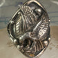 Eagle ring Navajo size 15 sterling silver women men signed LF