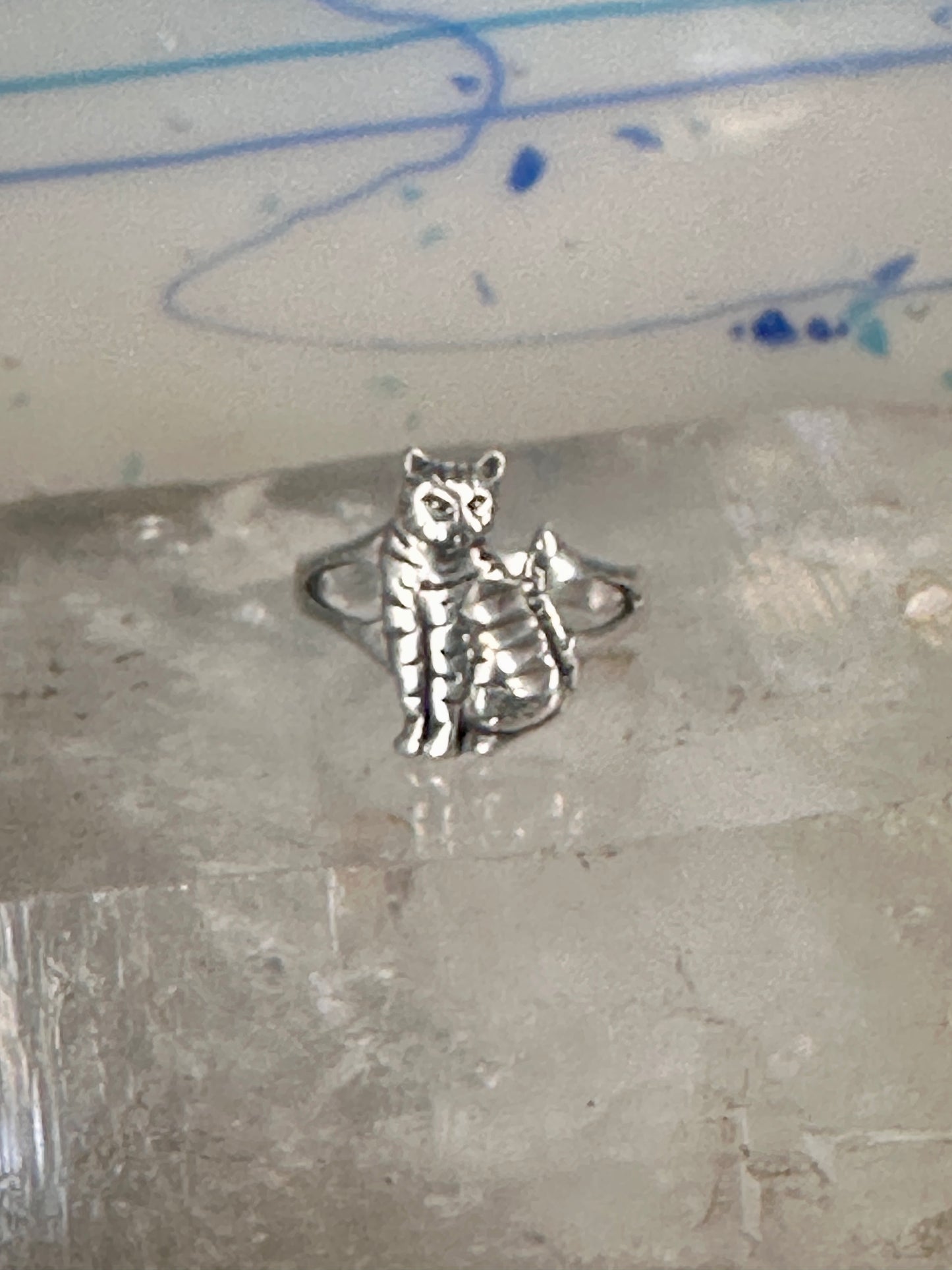 Cat ring band size 6.75 sterling silver women girls