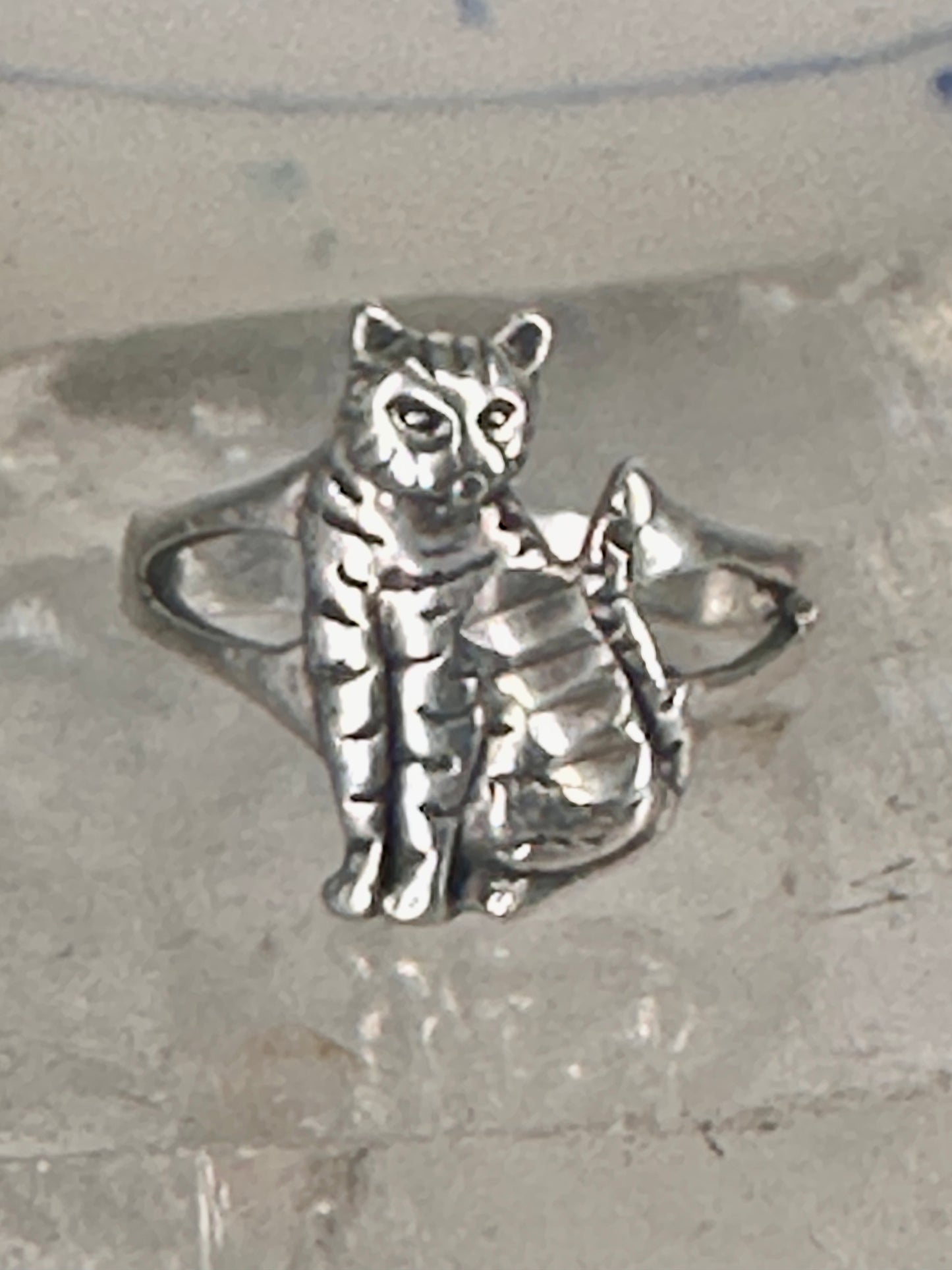 Cat ring band size 6.75 sterling silver women girls