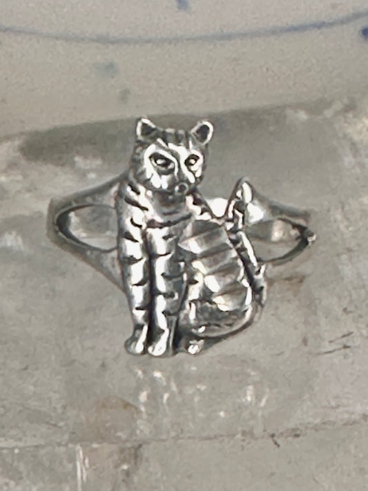 Cat ring band size 6.75 sterling silver women girls