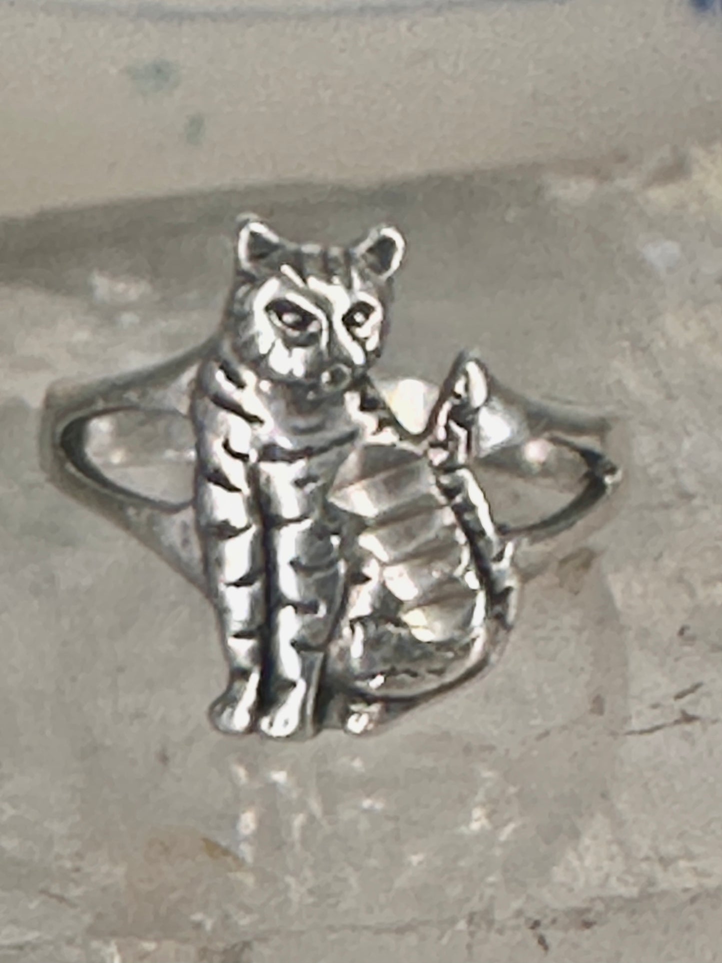 Cat ring band size 6.75 sterling silver women girls
