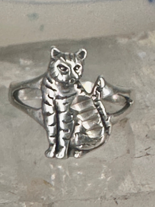 Cat ring band size 6.75 sterling silver women girls