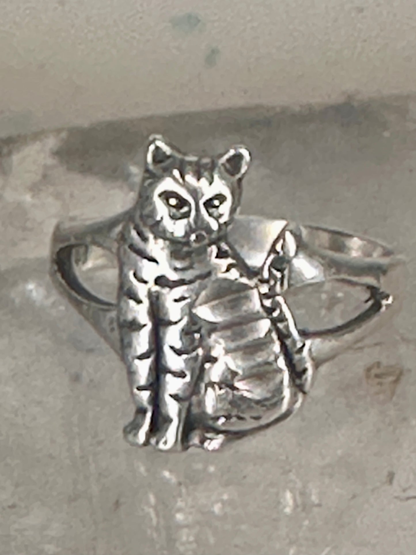 Cat ring band size 6.75 sterling silver women girls