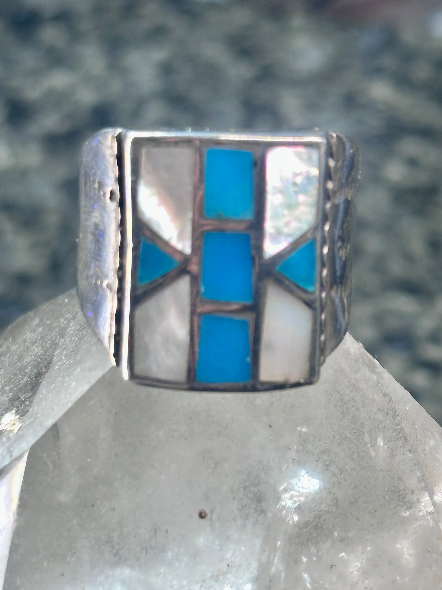 Navajo ring Turquoise Mother of Pearl Ring size 11.5 Sterling silver women men