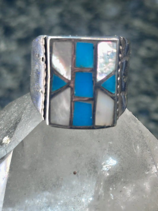 Navajo ring Turquoise Mother of Pearl Ring size 11.5 Sterling silver women men