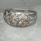 Black Hills Gold ring leaves wedding band size 7 sterling silver women men