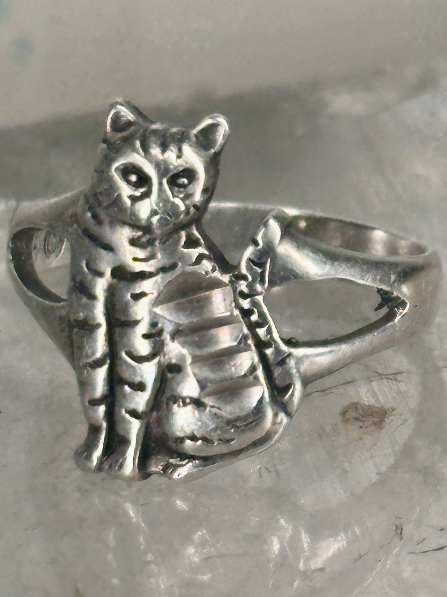 Cat ring band size 6.75 sterling silver women girls