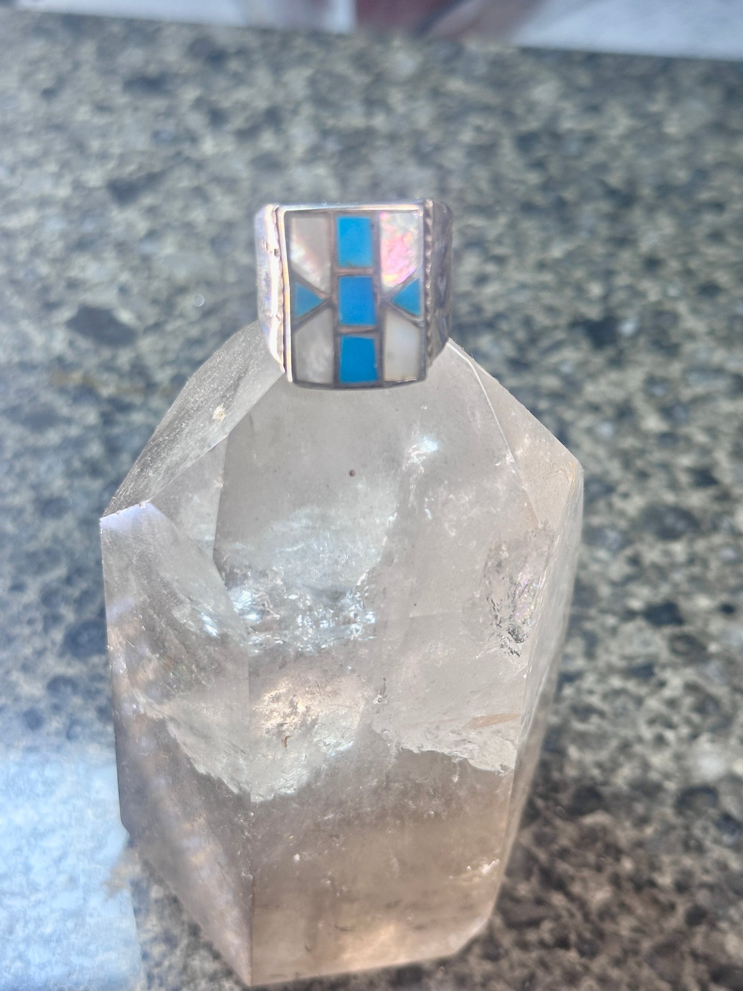 Navajo ring Turquoise Mother of Pearl Ring size 11.5 Sterling silver women men