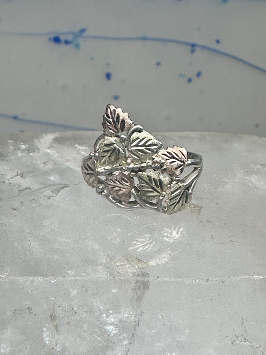 Black Hills Gold ring leaves band size 8.7 sterling silver women