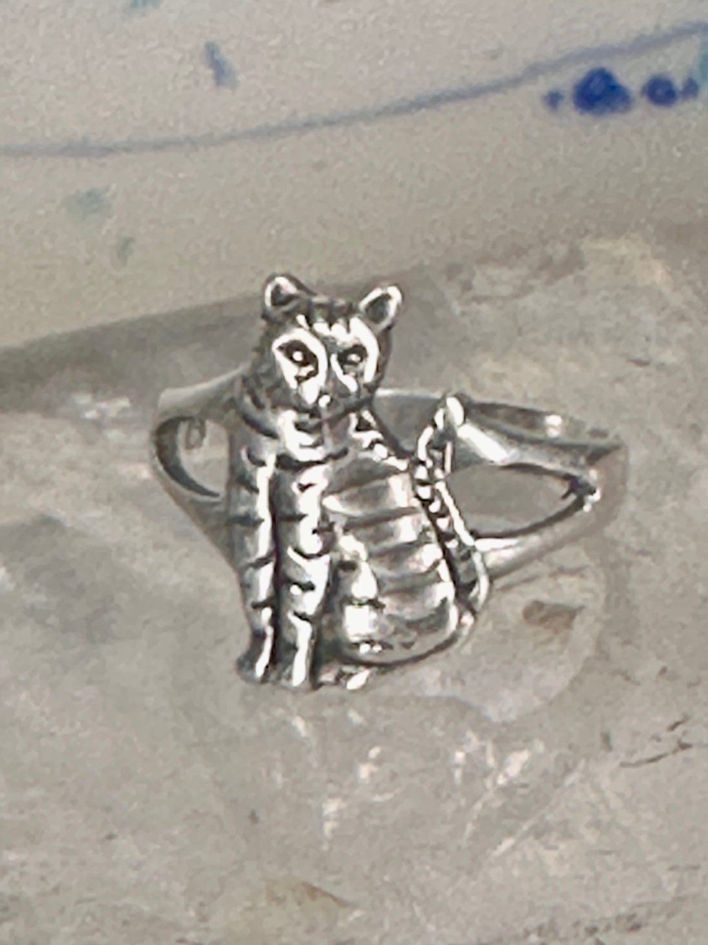 Cat ring band size 6.75 sterling silver women girls