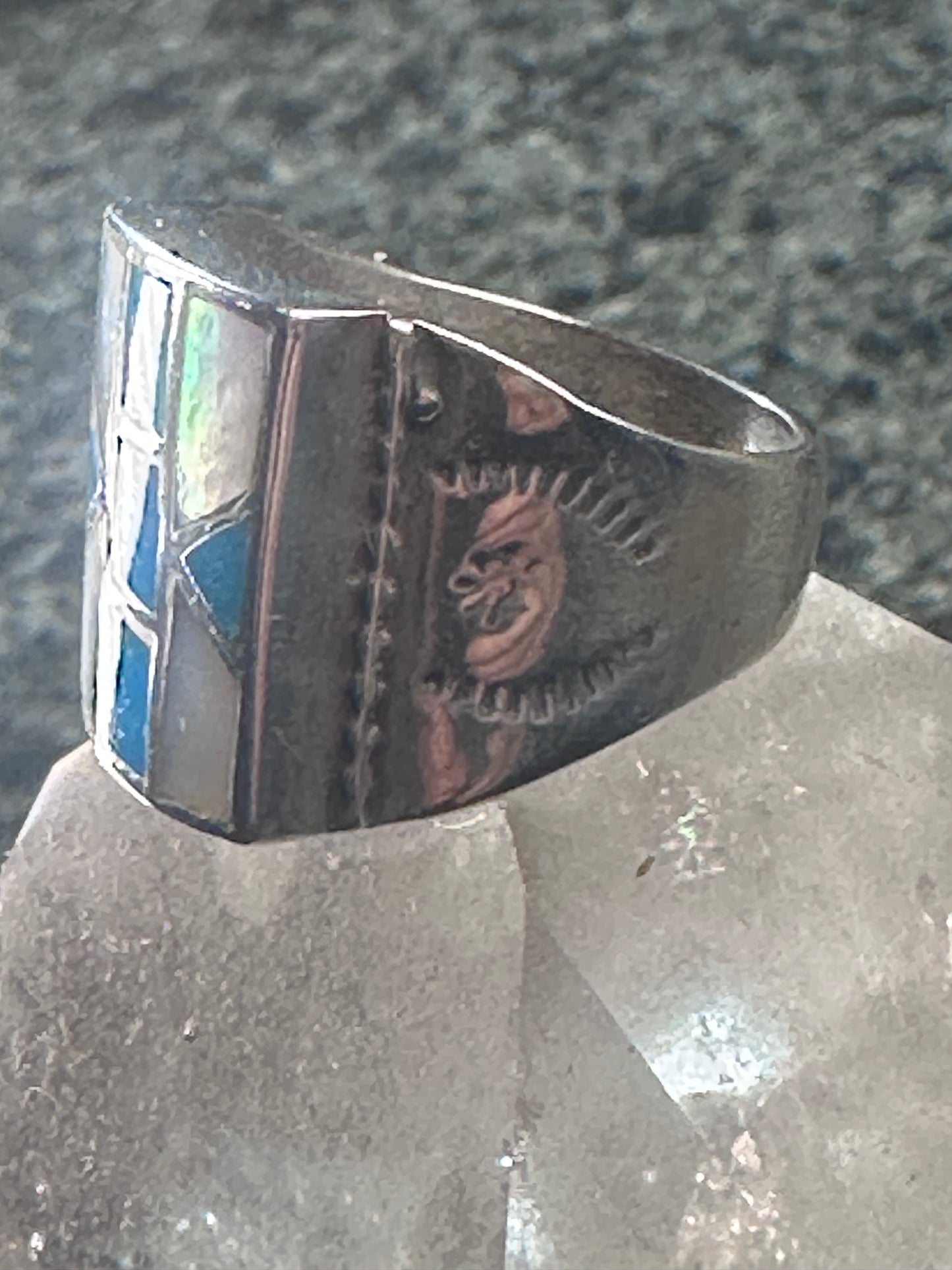 Navajo ring Turquoise Mother of Pearl Ring size 11.5 Sterling silver women men