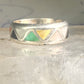 Zuni ring wedding band turquoise onyx coral MOP size 6.25 sterling silver women men&nbsp;