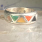 Zuni ring wedding band turquoise onyx coral MOP size 6.25 sterling silver women men&nbsp;