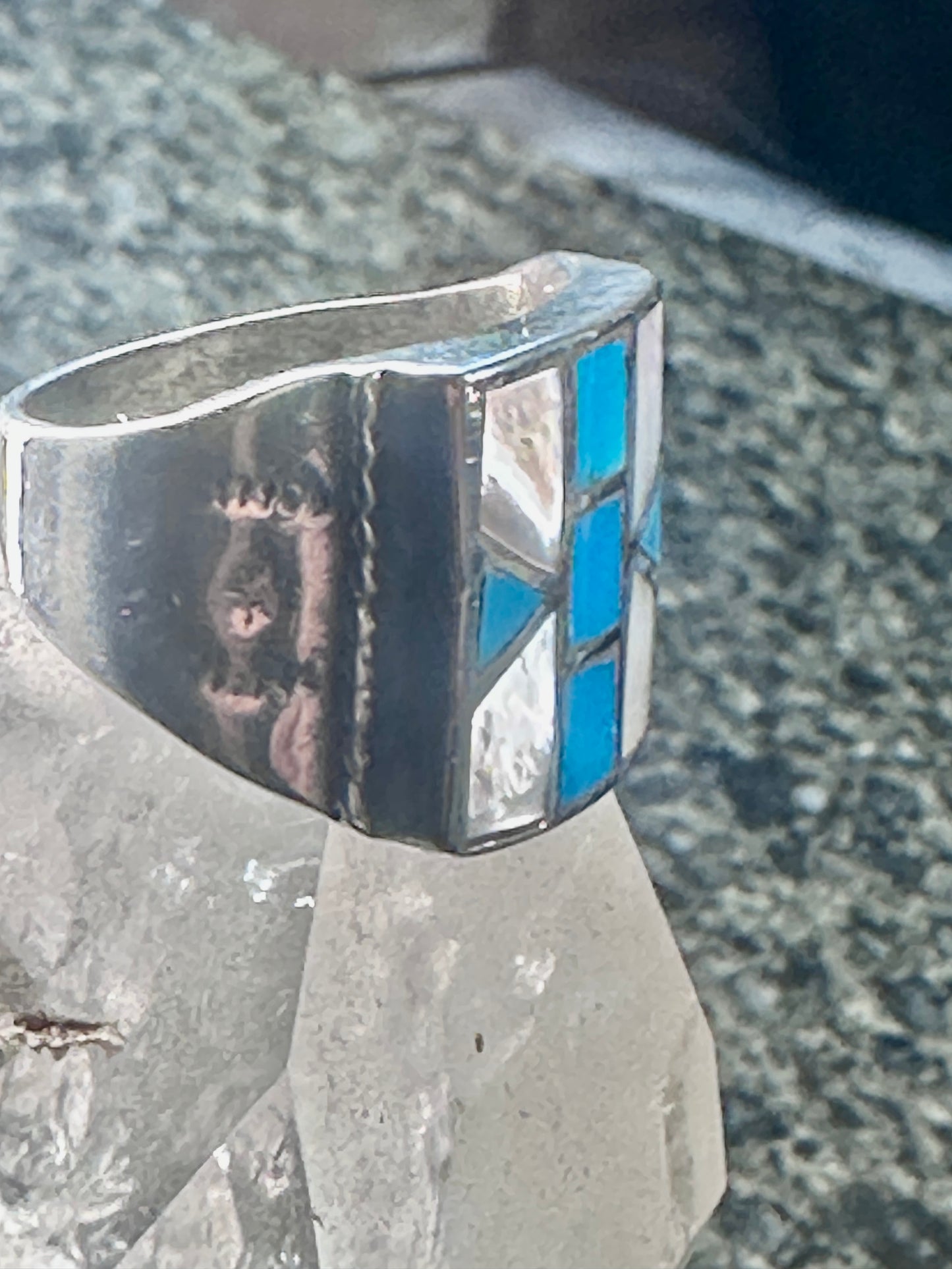 Navajo ring Turquoise Mother of Pearl Ring size 11.5 Sterling silver women men