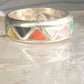 Zuni ring wedding band turquoise onyx coral MOP size 6.25 sterling silver women men&nbsp;