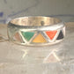 Zuni ring wedding band turquoise onyx coral MOP size 6.25 sterling silver women men&nbsp;