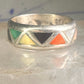 Zuni ring wedding band turquoise onyx coral MOP size 6.25 sterling silver women men&nbsp;
