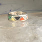 Zuni ring wedding band turquoise onyx coral MOP size 6.25 sterling silver women men&nbsp;