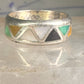 Zuni ring wedding band turquoise onyx coral MOP size 6.25 sterling silver women men&nbsp;