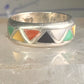 Zuni ring wedding band turquoise onyx coral MOP size 6.25 sterling silver women men&nbsp;