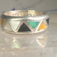 Zuni ring wedding band turquoise onyx coral MOP size 6.25 sterling silver women men&nbsp;