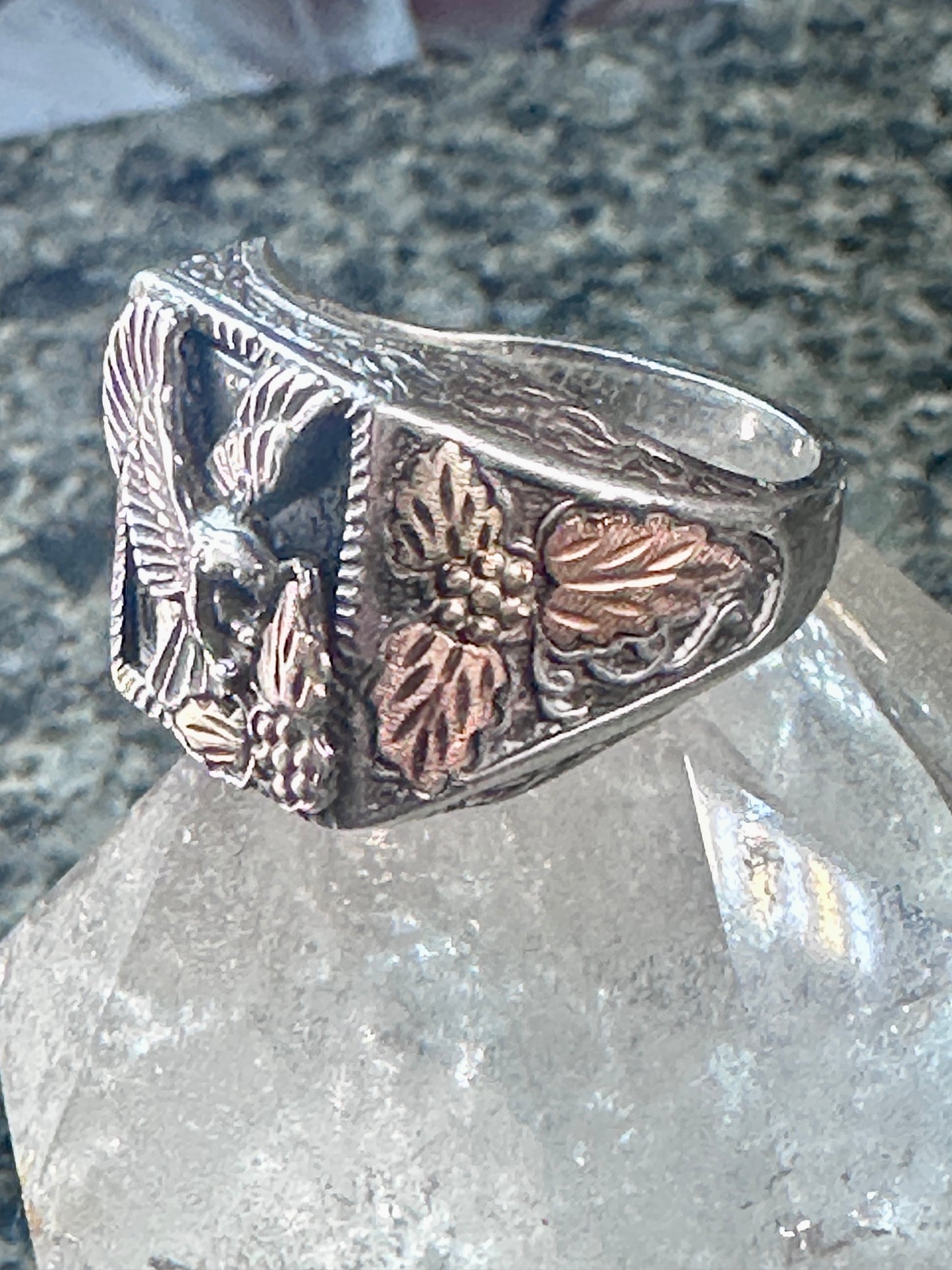 Black Hills Gold Eagle ring Onyx size 12.25 Sterling silver women men