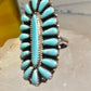 Zuni needlepoint ring turquoise Size 8.25  long full finger sterling silver vintage 1940's women