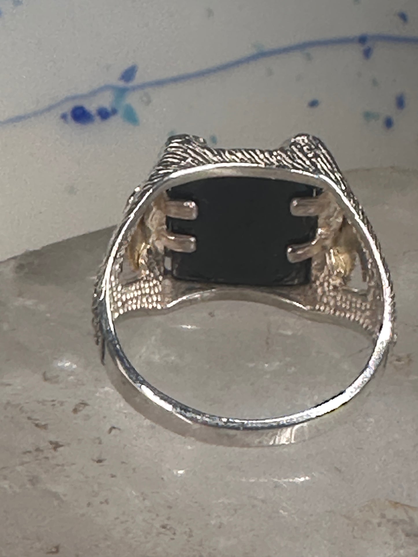 Eagle ring Black Hills Gold Onyx band size 11 sterling silver women men