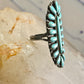 Zuni needlepoint ring turquoise Size 8.25  long full finger sterling silver vintage 1940's women