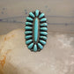 Zuni needlepoint ring turquoise Size 8.25  long full finger sterling silver vintage 1940's women