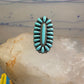 Zuni needlepoint ring turquoise Size 8.25  long full finger sterling silver vintage 1940's women