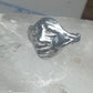 Face ring brutalist figurative pinky band size 4 sterling silver women