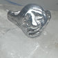 Face ring brutalist figurative pinky band size 4 sterling silver women