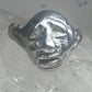 Face ring brutalist figurative pinky band size 4 sterling silver women