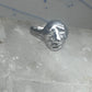 Face ring brutalist figurative pinky band size 4 sterling silver women