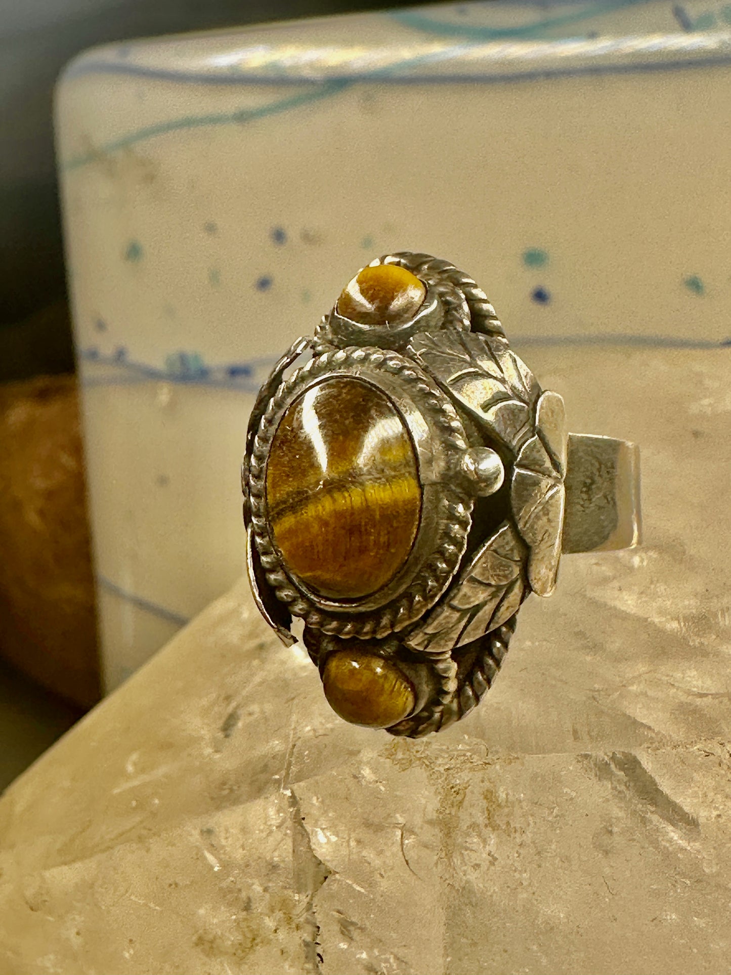 Poison ring tiger eye size 7.50 Mexico&nbsp; sterling silver women&nbsp;